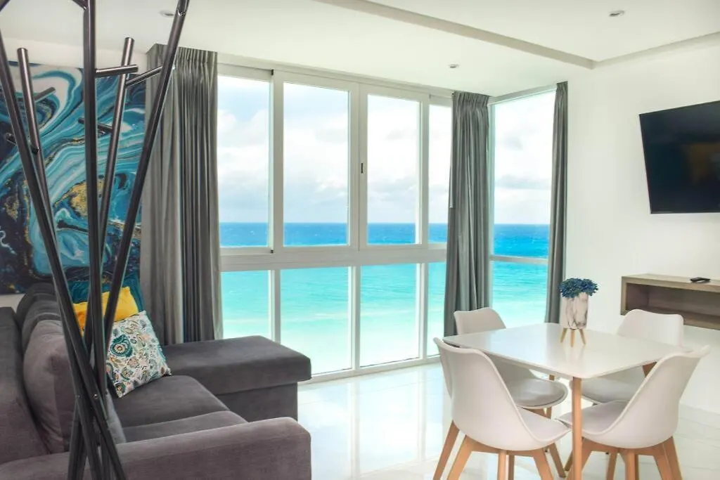 Estudio A Pie Playa, Increibles Vistas, Alberca, Gym, Jacuzzi, 3502 Cancun Apartment